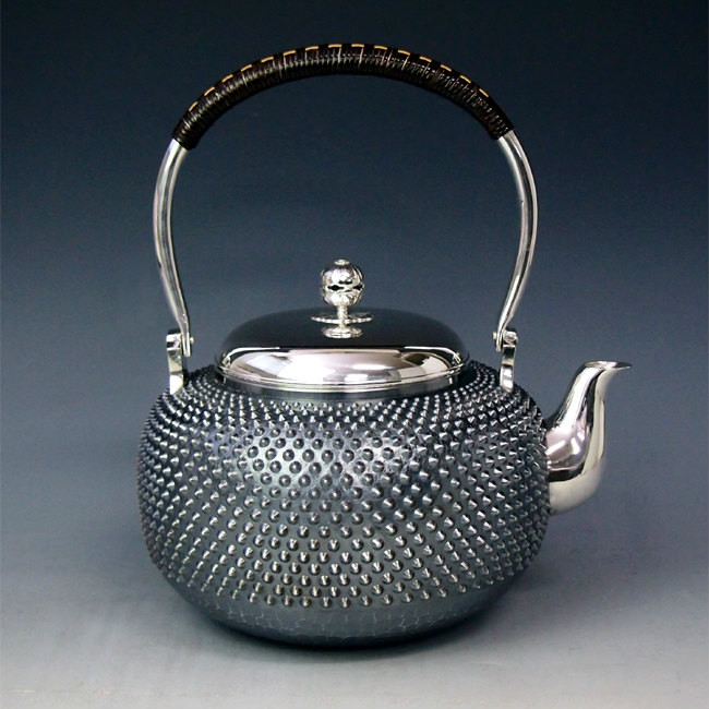 純銀製 ぼうすい 湯沸 糸巻摘 銀瓶 煎茶道具 純銀保証 純銀製 ぼうすい