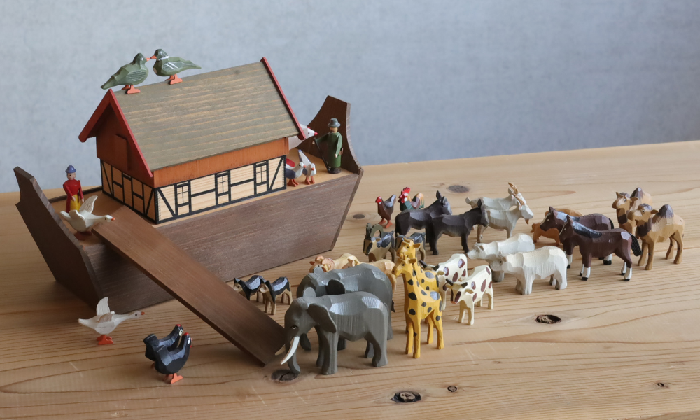 確認用 土人形 郷土玩具 民芸 フォークアート 聖書モチーフ ノアの箱舟