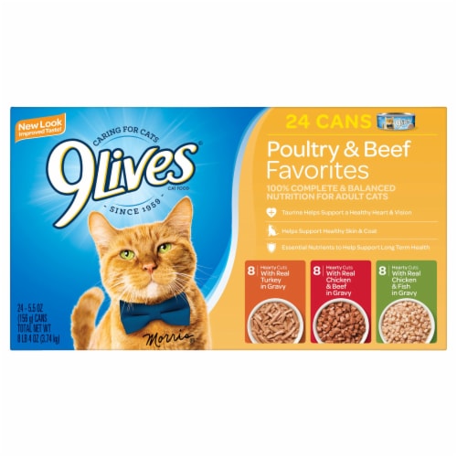 9Lives® Chicken & Beef Favorites Wet Cat Food Variety Pack, 24 ct