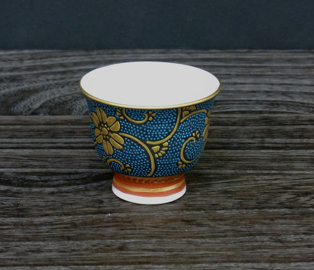 九谷焼青粒小茶器揃い林伊平作箱無し