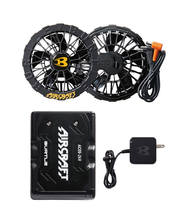 BURTLE ファン付ウエア AIR CRAFT 半袖ブルゾン(着脱可能フード付