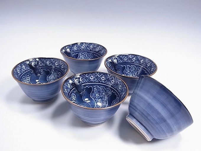 加藤 利昌 清水焼 京焼 染付祥瑞湯呑 加藤 利昌 清水焼 京焼 染付