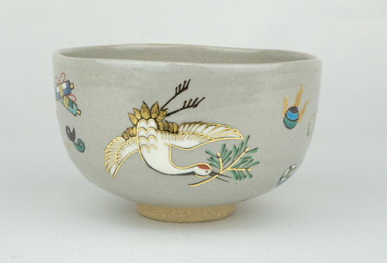 栗山園オンライン通販部 / 【出物】 乾山うつし松喰鶴に宝尽の絵茶碗