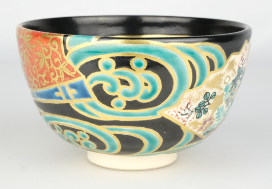 栗山園オンライン通販部 / 【出物】 仁清黒扇面流茶碗 久世久宝