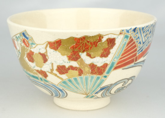 栗山園オンライン通販部 / 【出物】 色絵扇面流茶碗 久世久宝 淡々斎書付