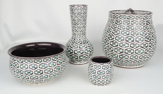 栗山園オンライン通販部 / 【出物】 紫交趾亀甲紋皆具 翠嵐窯