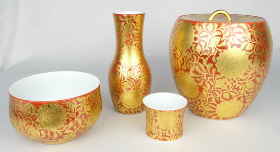 茶道具】金襴手香合 小野珀子作 茶道具】金襴手香合 小野珀子作 小野珀