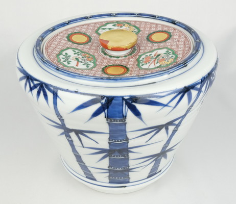 乾山風 水指 茶道具 水指 乾山写竹文 平安桐凰 NO295