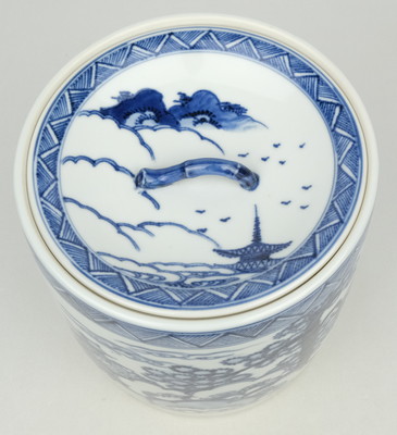 栗山園オンライン通販部 / 【出物】 膳所焼染付雲堂水指 陽炎園(岩崎新定)