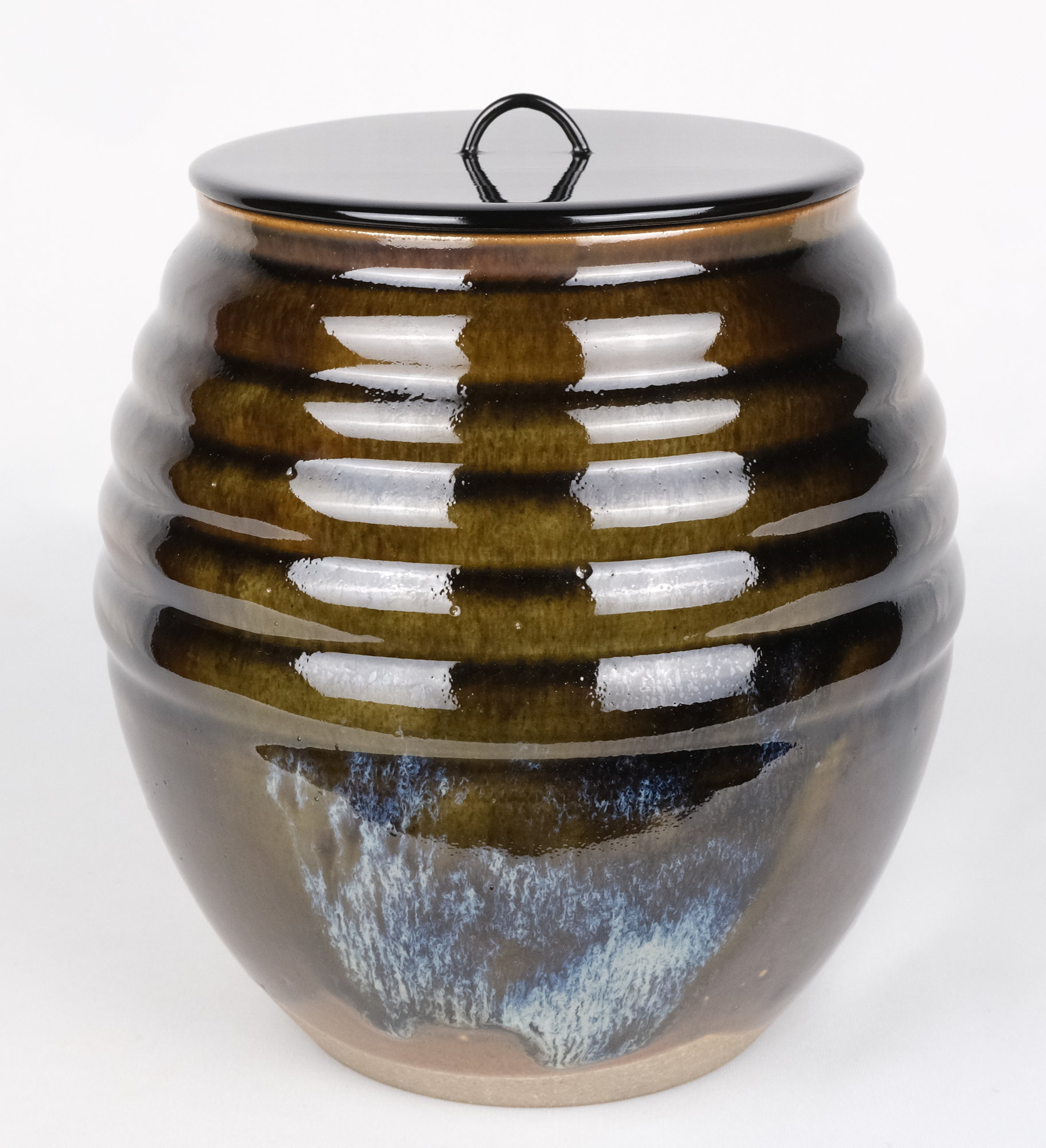 陽炎園 膳所焼 下耳付水指 尋牛斎書付 卸売 陽炎園 膳所焼 下耳付水指