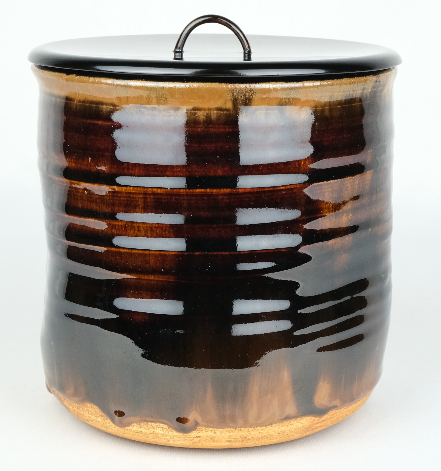 N693 水指 『温品焼』『康寿窯 本多康彦造』『一重口水指』 共箱