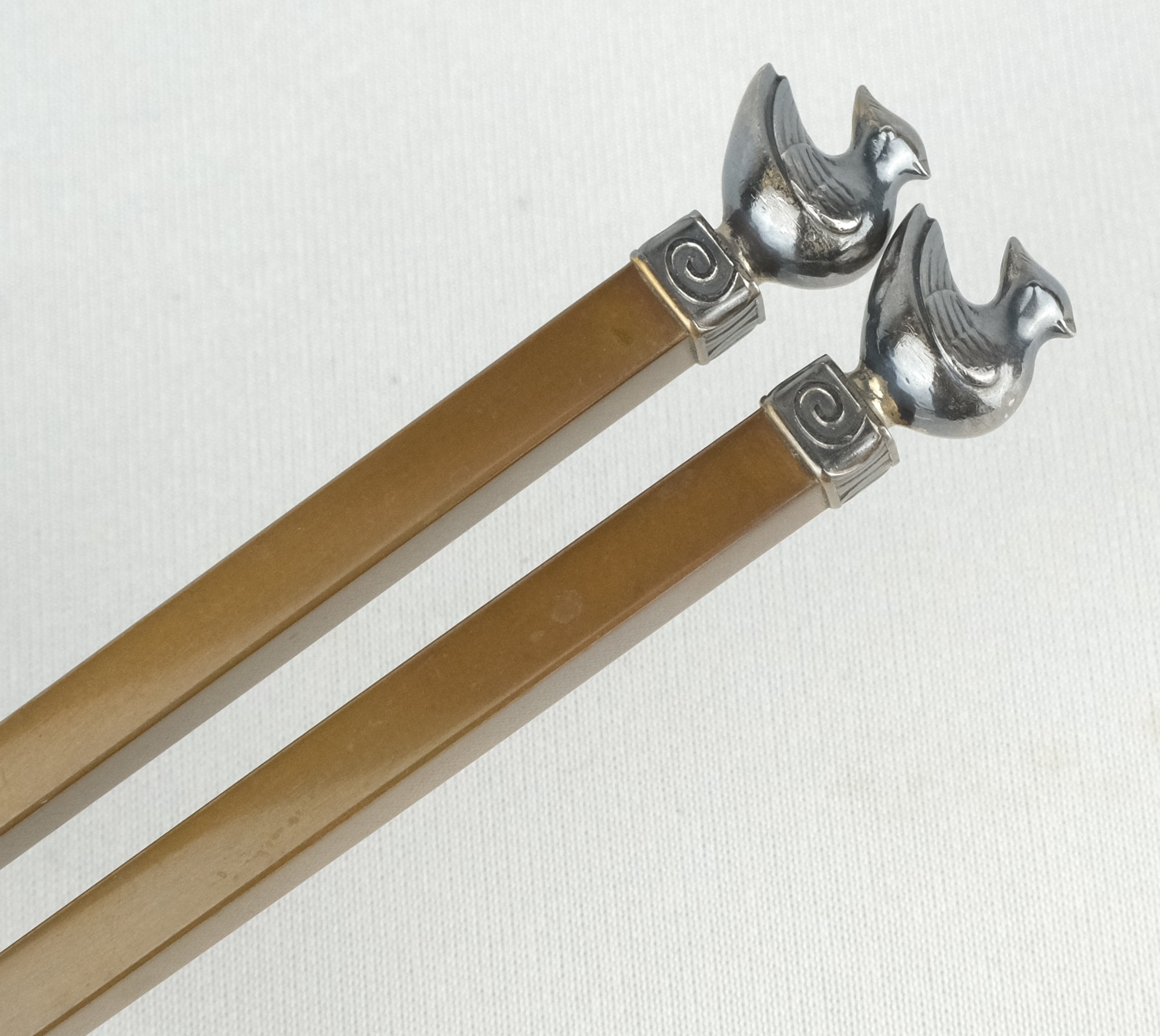 茶道具 古銅 菊鳥頭火箸 古鉄 火箸など 四種四組 C 8563 茶道具 古銅