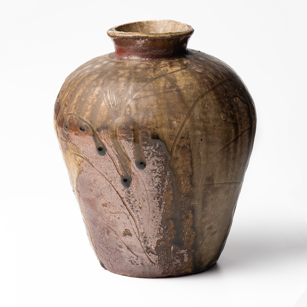 河本五郎灰釉四方花入