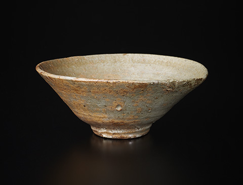 茶碗□古唐津 歪み碗 白釉涙痕 お茶道具 時代物 骨董品 古美術□