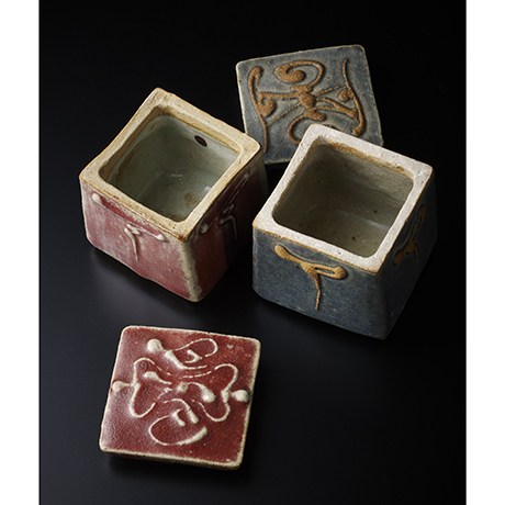 No.13 河井寛次郎 呉須辰砂蓋物一対 / KAWAI Kanjiro A pair of boxes