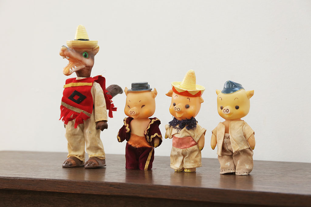 ブーフーウー④15-1当時物 昭和NHK人形劇 三匹のこぶた ソフビ人形 1960