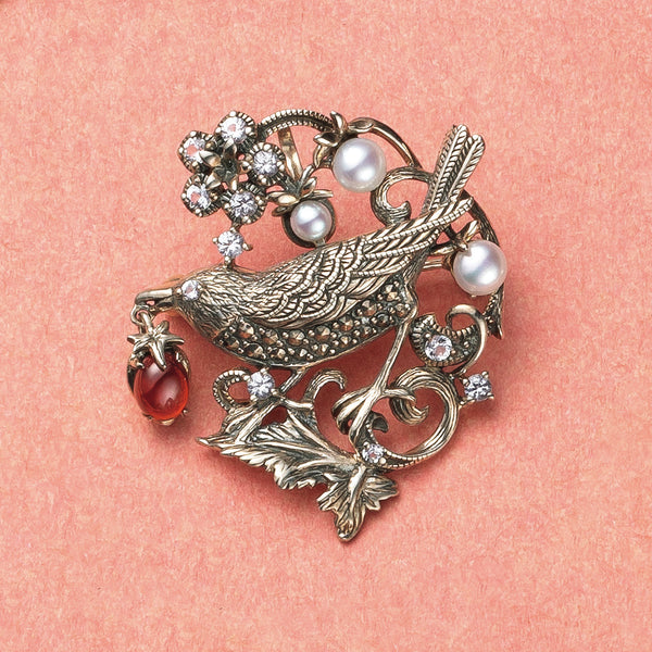 本べっこう 本鼈甲 白甲 黒甲 仲良しペンギン ブローチ 白甲 黒