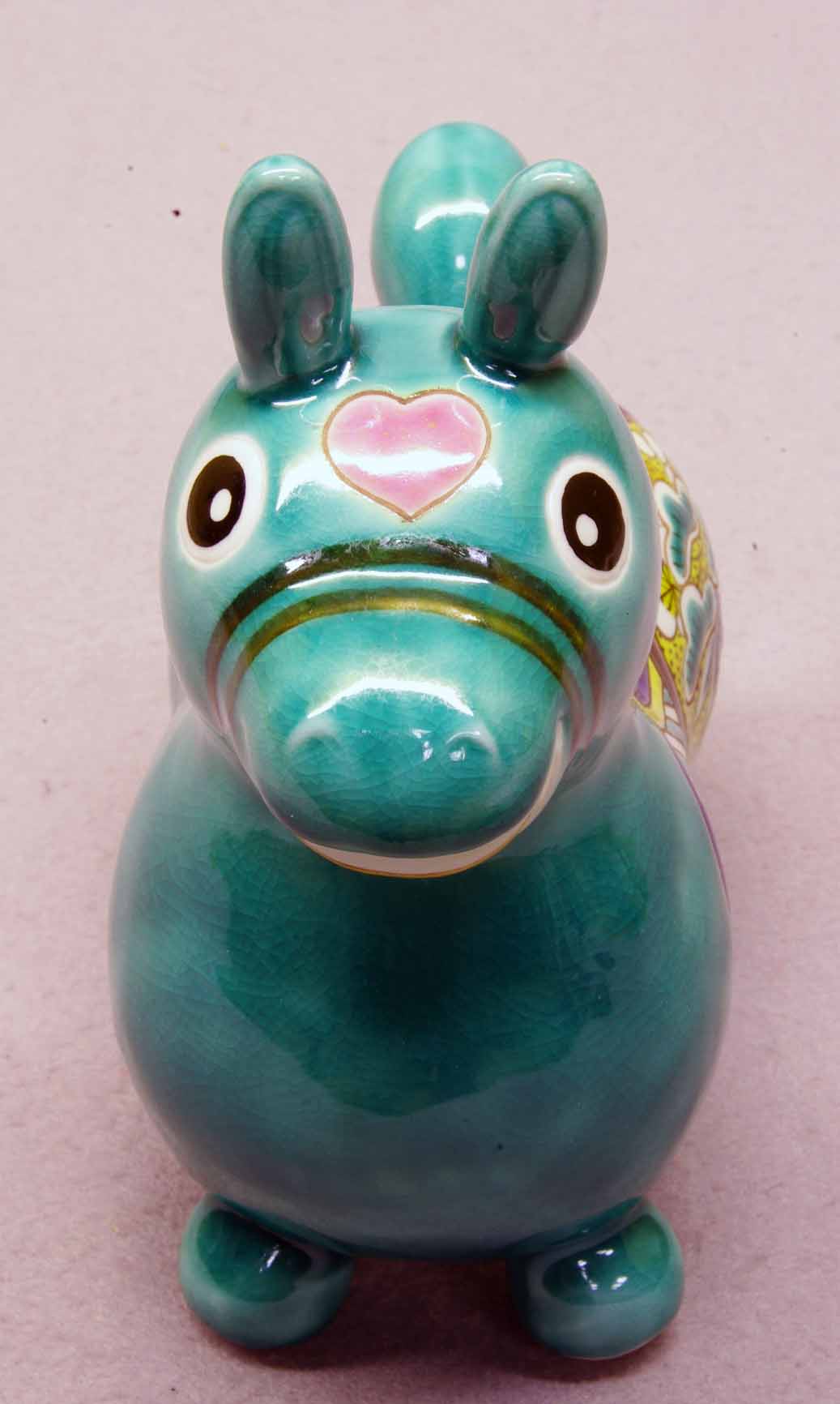 馬置物「ロディ」九谷焼 糠川孝之作 色絵松竹梅文 木箱付