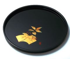 金沢金箔工芸品] うちわ型銘々皿「四季」（伝統工芸品）