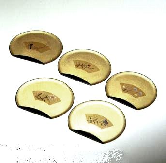 金沢金箔工芸品] 半月銘々皿 「四季」 5枚揃（伝統工芸品／送料サービス）