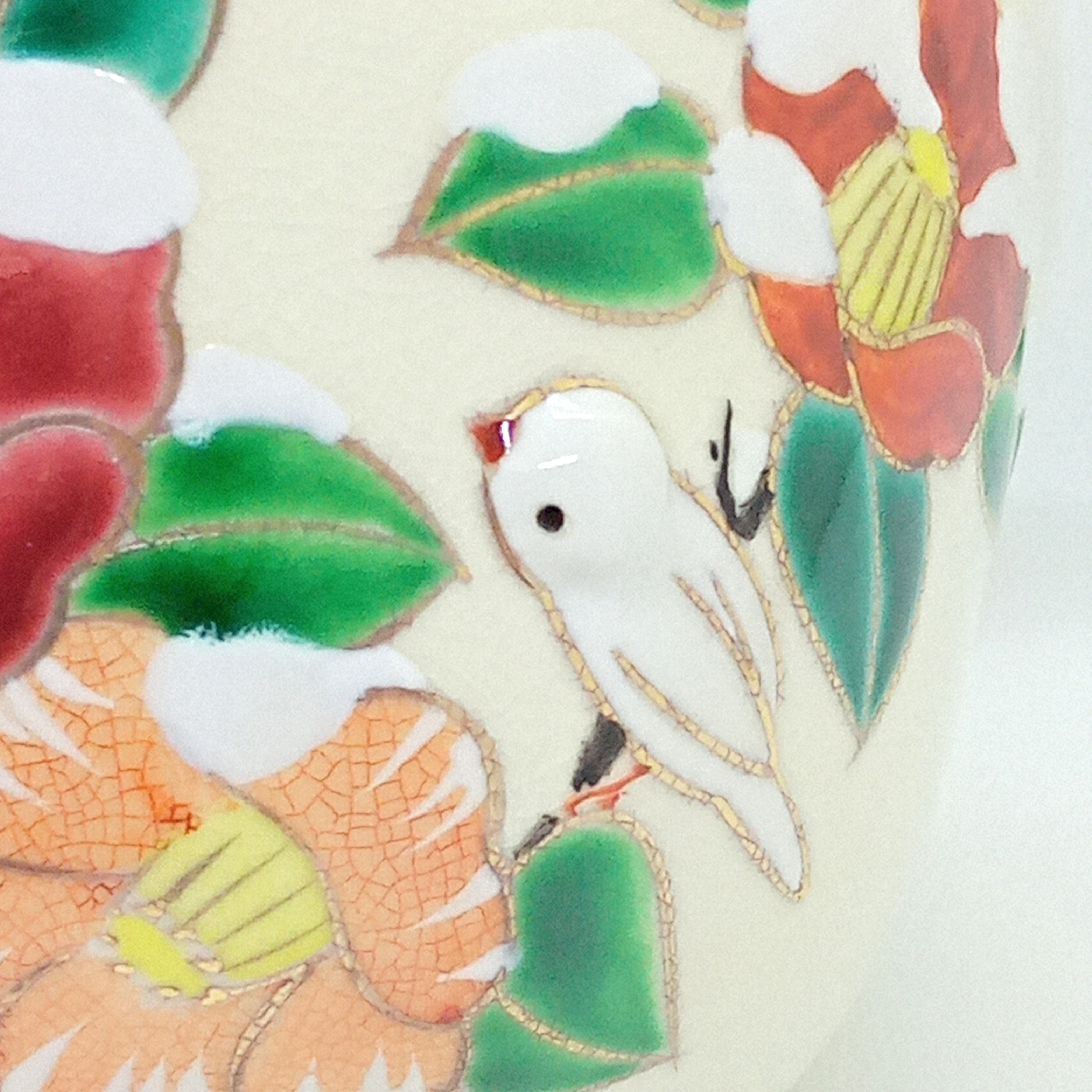 色絵『雪椿に文鳥』抹茶盌（ぷっくりシリーズ） / ことよりモール