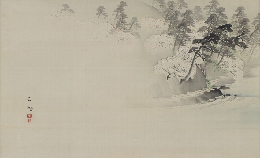 長谷川玉峰自筆『あやめに蛍之図』掛軸 Yahoo!オークション -「玉峰