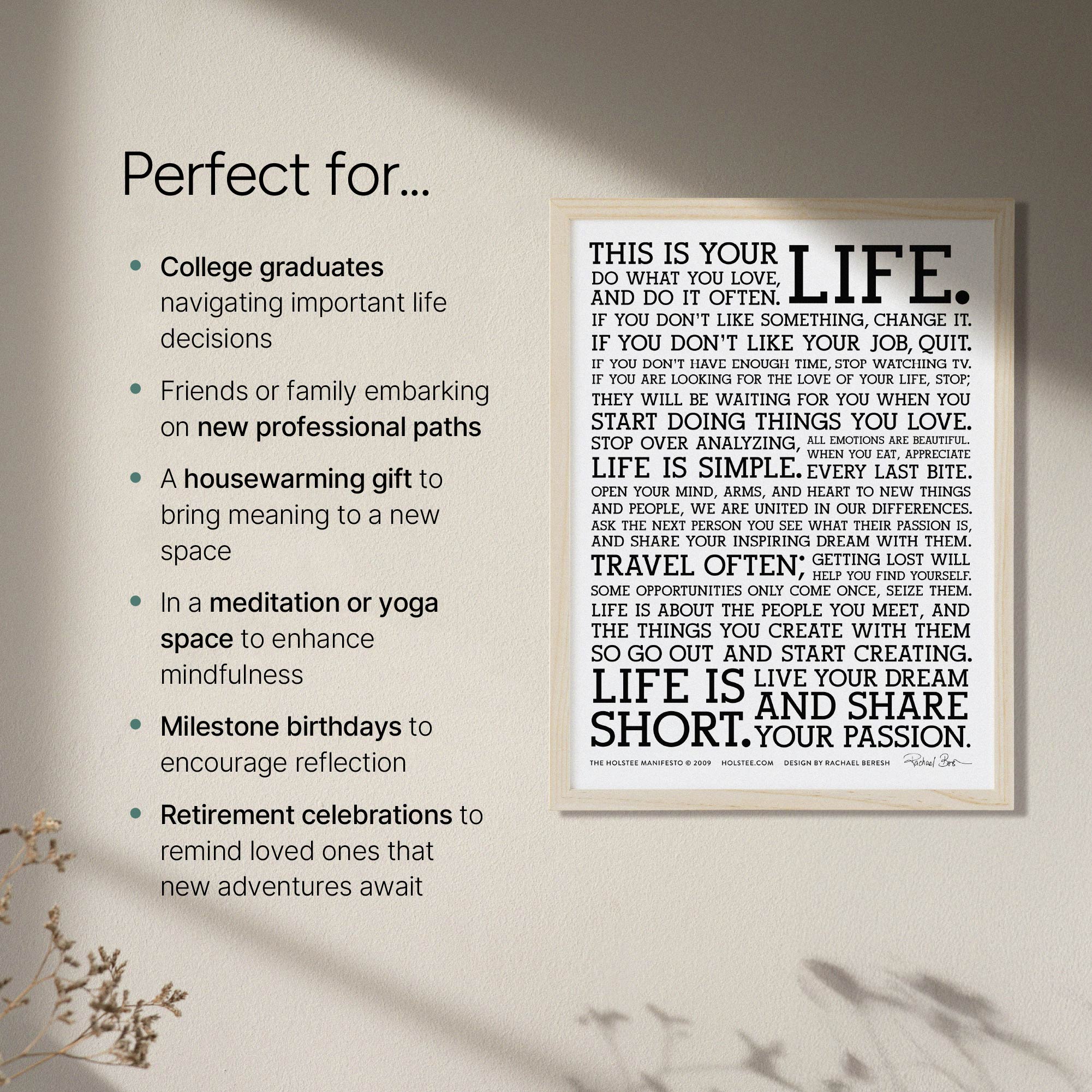 額装HOLSTEEマニフェストRachael Beresh サイン入り Holstee Manifesto