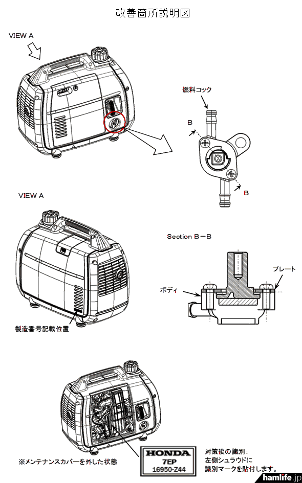 燃料コックに不具合、対象機種は3,897台＞ホンダ、昨年発売した携帯