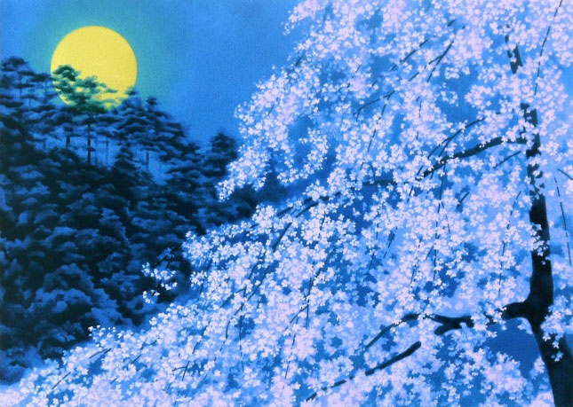 東山魁夷 陶板画 宵桜 東山魁夷・平山郁夫・片岡球子等、日本画、版画