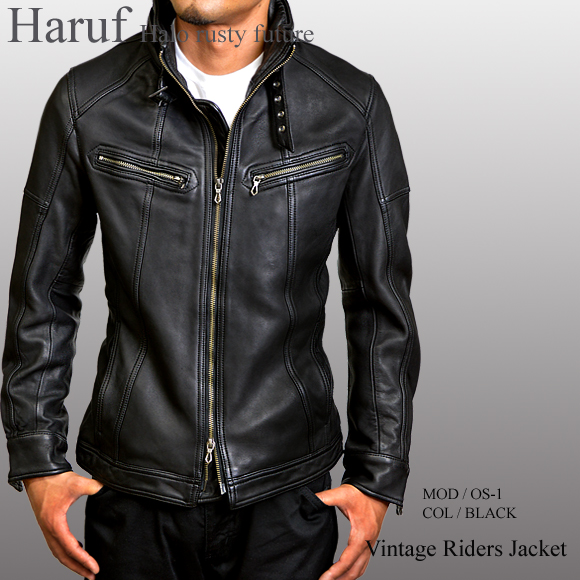 Haruf ブランド オイルレザー 革ジャン レザージャケット シングル