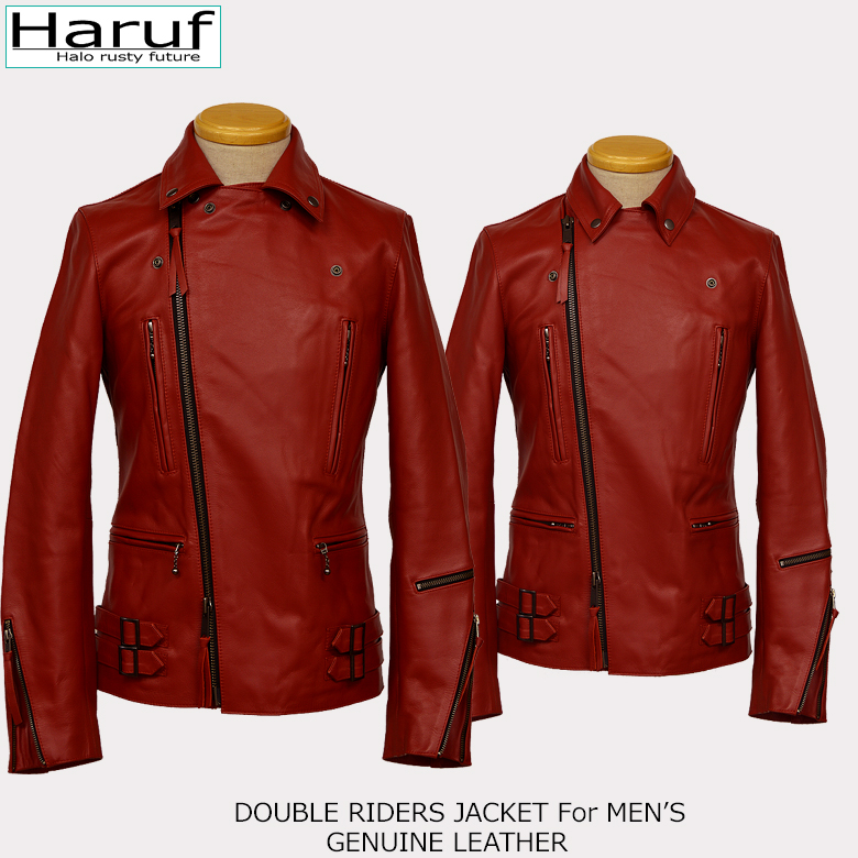 ハロルズギア ライダースジャケット 赤 ホースレザー 馬革 定価10万円