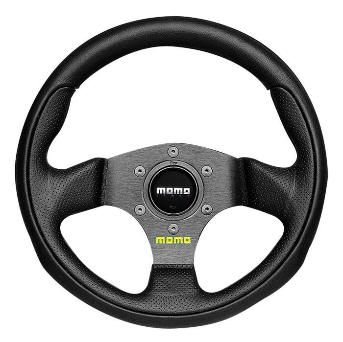 Momo Team Steering Wheel, Black Leather with Black Centre 300mm