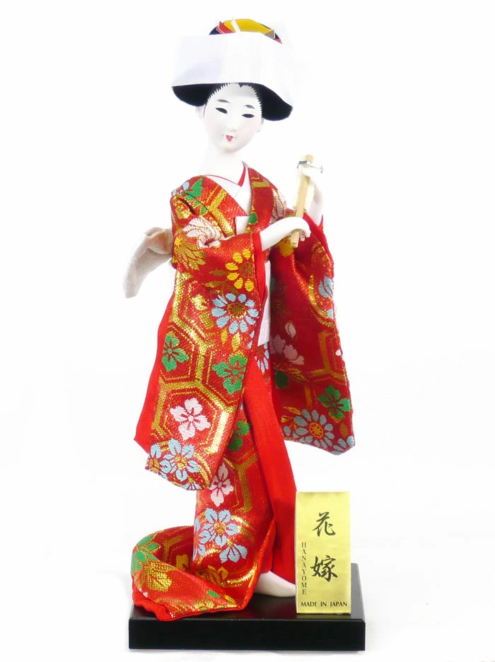 日本人形 ガラスケース入り 黒赤衣装