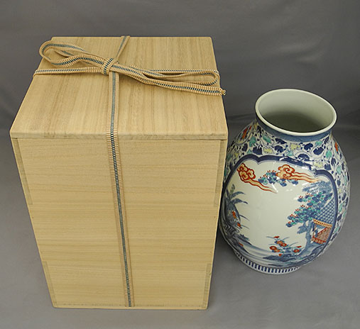 10518] 十二代今泉今右衛門 花入 楼閣山水文 花瓶 - 広田屋 ブランド