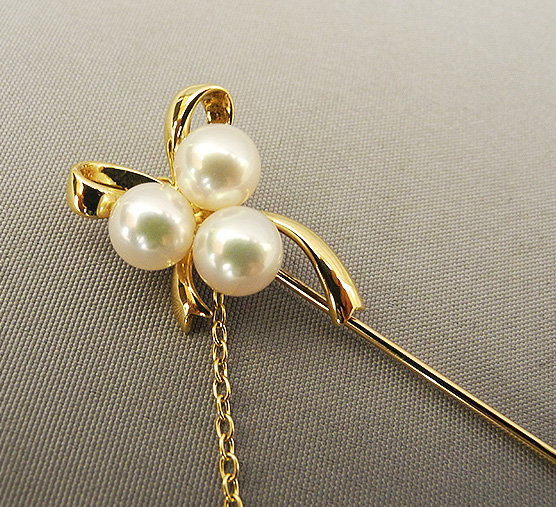 MIKIMOTO ミキモト パール サークル ブローチ アコヤパール4.4mm K18YG