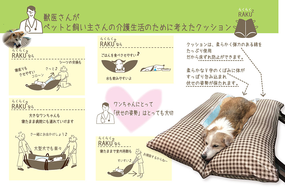 ペット用介護クッション「RAKU²」（らくらく）※特許出願中 – 株式会社