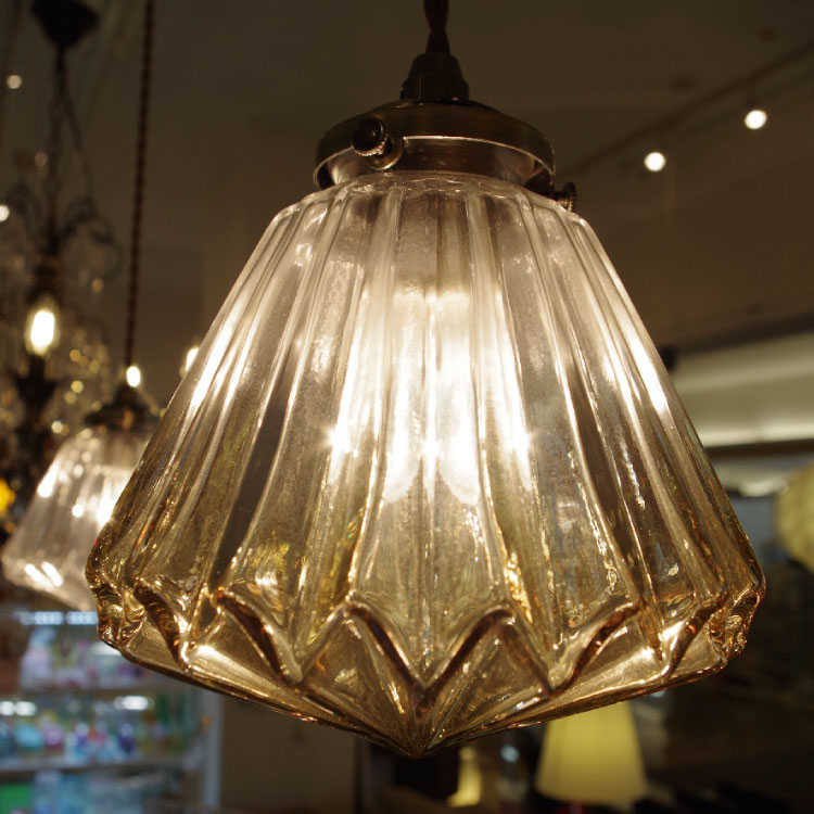 人気 フランスアンティーク ガラス シェード 照明 ペンダントライト