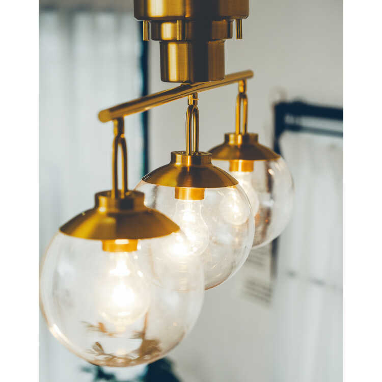 LT-4525 ゴールドシーリングライト｜ガラス丸シェード3灯LED可