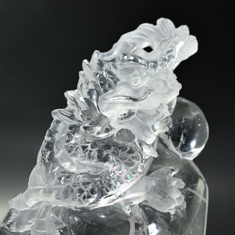 水晶(ゴールデンヒーラー共生) 龍 彫り物 【公式通販】