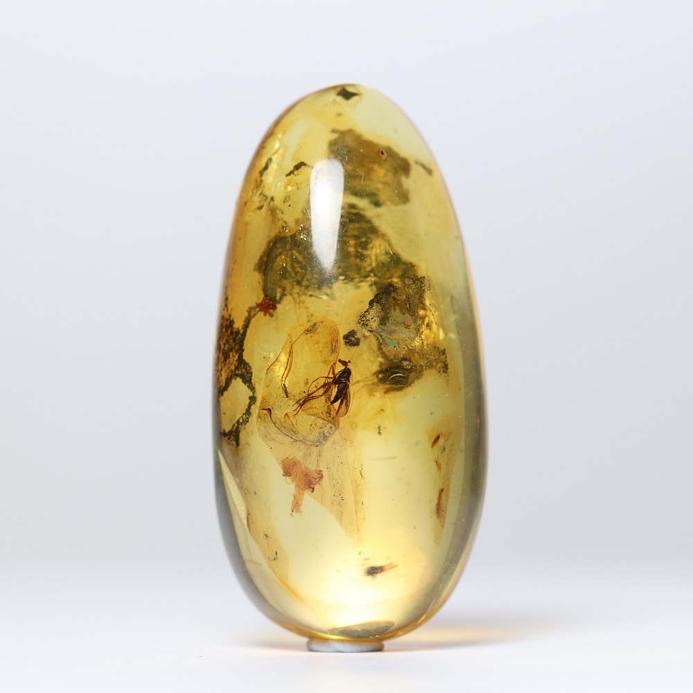 トップクォリティ]ドミニカ共和国産虫入り琥珀ルース（天然イエロー