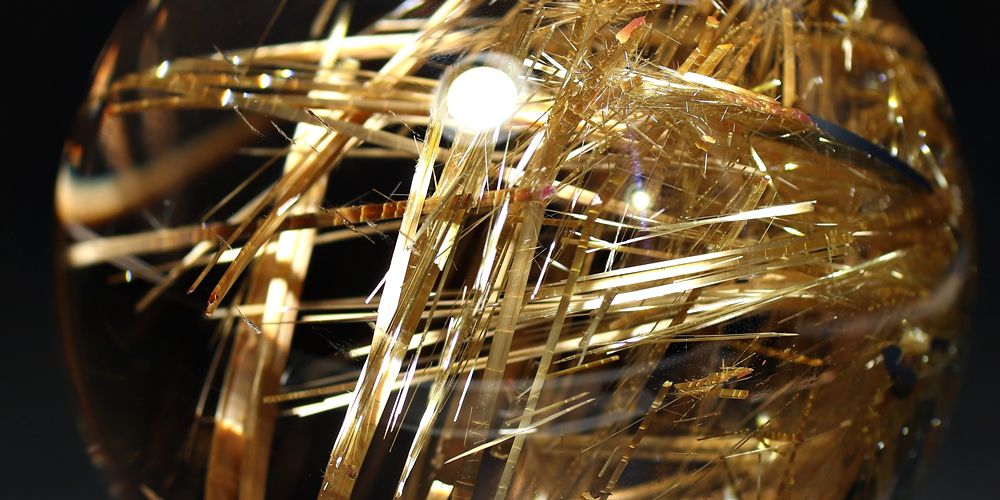 トップクォリティ]ブラジル産タイチンルチルクォーツ丸玉/スフィア