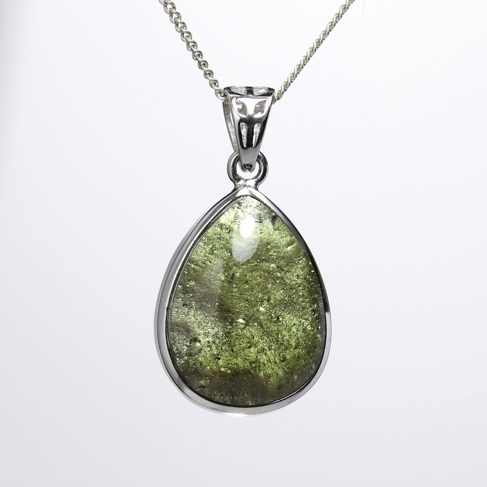 トップクォリティ]天然モルダバイトペンダントトップ（シルバー925