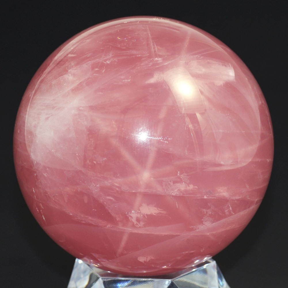 高品質・マダガスカル産]スターディープローズクォーツ丸玉/スフィア