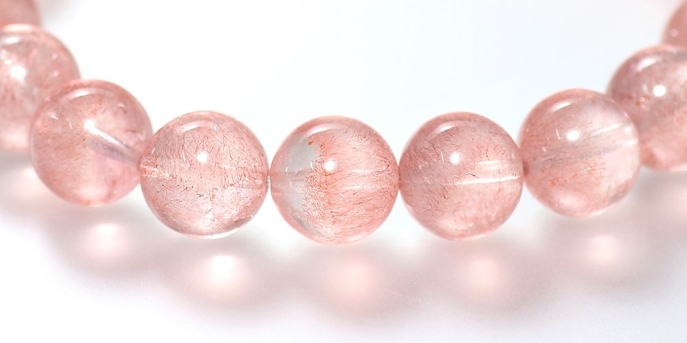 トップクォリティ]カザフスタン産ストロベリークォーツブレスレット