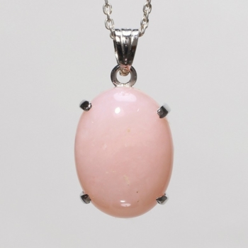 ペルー産]ピンクオパールペンダントトップ（シルバー925・オーバル型
