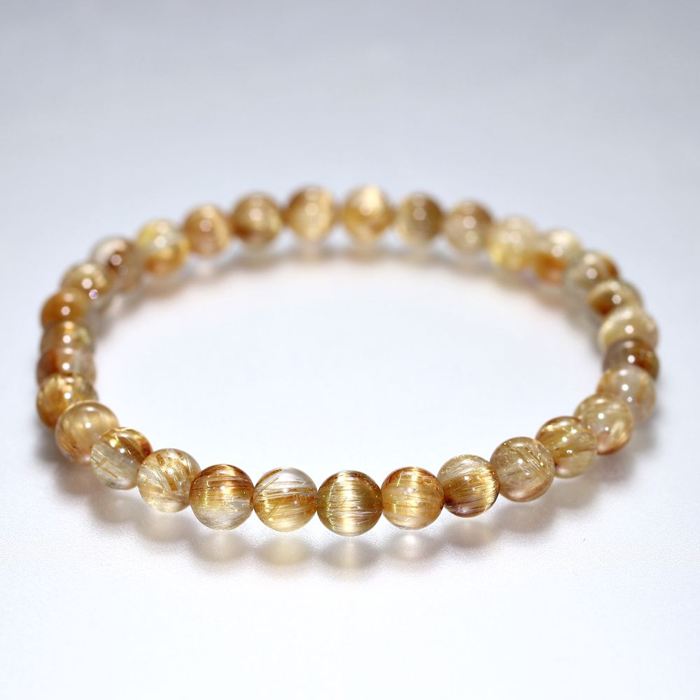 高品質]キャッツアイルチルクォーツブレスレット（約6mm玉） - 埼玉県