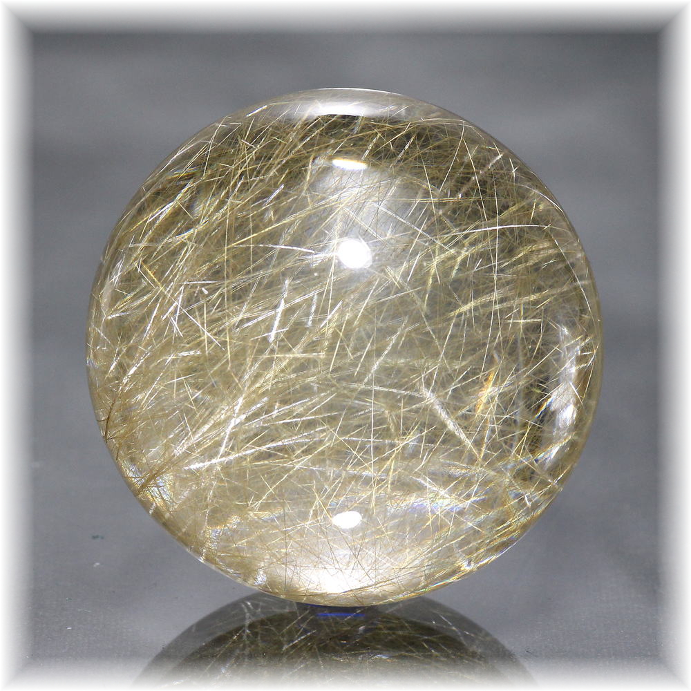 超絶綺麗✨40mm ゴールドタイチンルチルクォーツ 丸玉 スフィア 金針