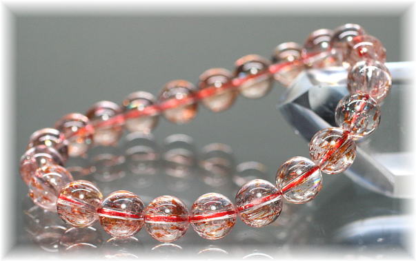 3A]オレンジファイアークォーツブレスレット/レピドクロサイトイン