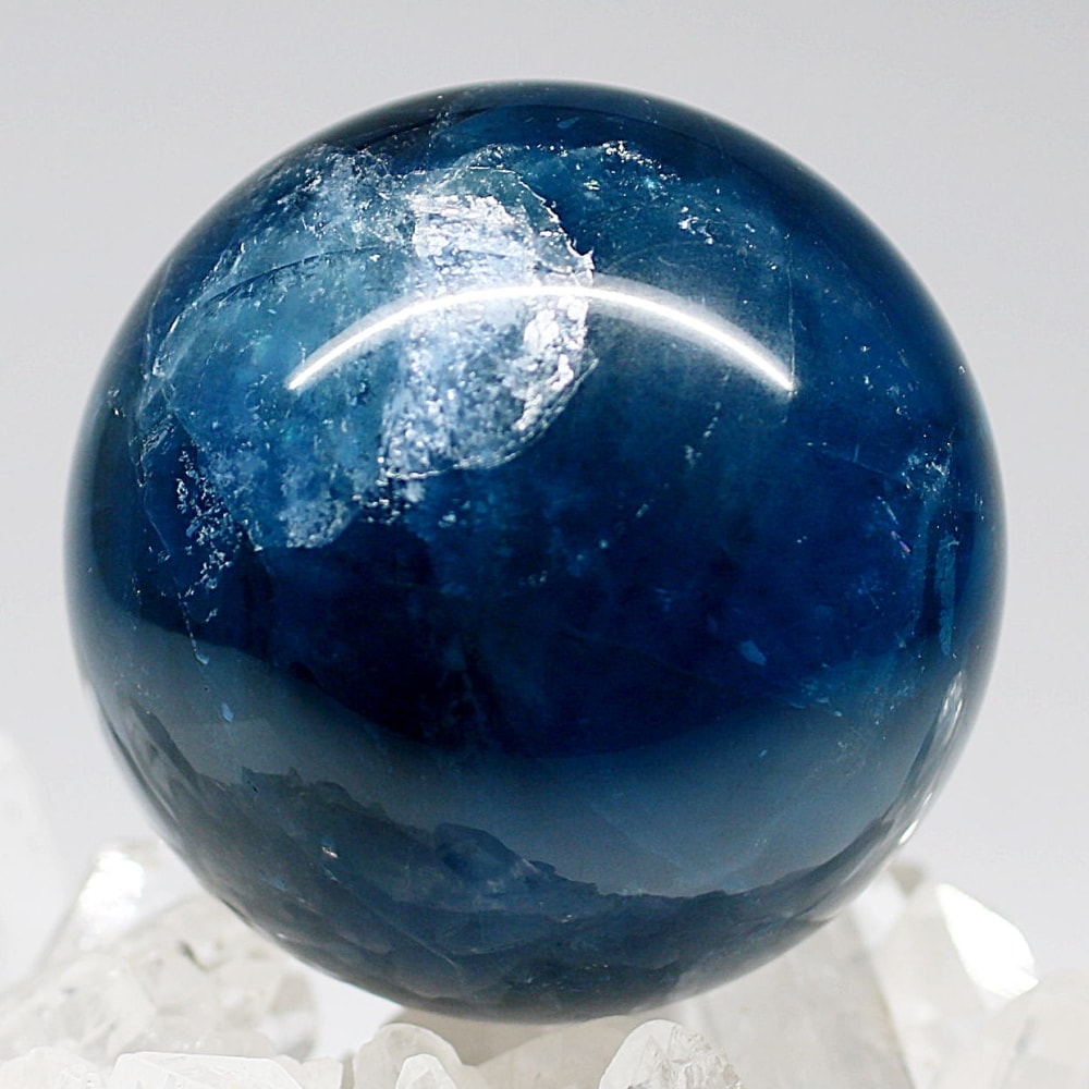 高品質]ディープブルーフローライト丸玉/スフィア（直径54.4mm