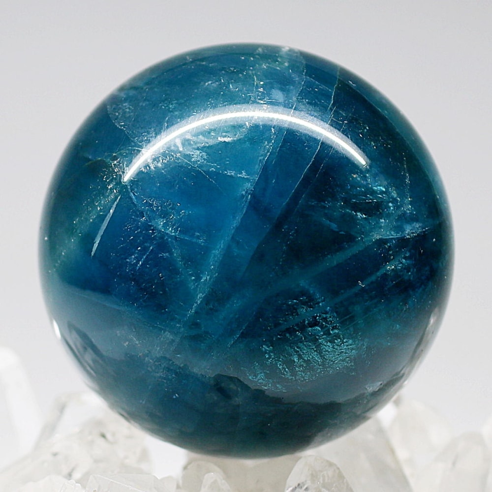 高品質]ディープブルーフローライト丸玉/スフィア（直径57.3mm